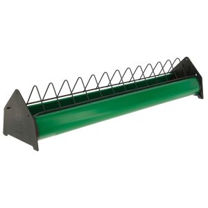 Grüner Futtertrog für Geflügel 100 cm lang und 20 cm breit, zur Essensaufnahme, zur stressfreien Futteraufnahme, mit einzelnen Parzellen durch Gitterstäbe