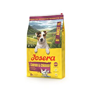 JOSERA Mini Adult Salmon & Chicken 10  kg Trockenfutterbeutel, Futter mit Lachs & Huhn für kleine ausgewachsene Hunde 