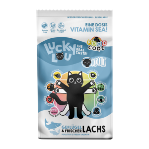 Lucky Lou Adult Katzenfutter 1,7 kg Dose mit Geflügel und Lachs – getreidefreies Nassfutter für erwachsene Katzen.