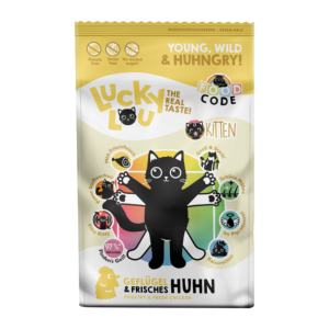 Lucky Lou Kitten Katzenfutter 750g Dose mit Geflügel und Huhn – nährstoffreiches Nassfutter für heranwachsende Katzen.