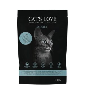 Beutel CATSLOVE Lachs 400g – getreidefreies Trockenfutter mit 55 % Lachs, Lachsöl, Leinsamen und FOS