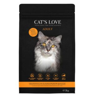 Beutel CATSLOVE Pute & Wild 2 kg – getreidefreies Trockenfutter mit Pute und Wild, FOS und Leinsamen