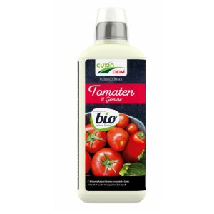 Flüssigdünger Tomaten und Gemüse von Cuxin DCM, für den biologischen Landbau anwendbar, mit extra Kalium für aromatische Früchte, 0,8 Liter Flasche mit Dosierkappe