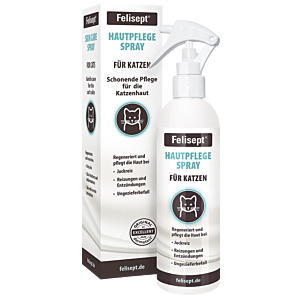 Hautpflegespray für Katzen von Felisept in der 250ml Sprühflasche, für eine schnelle Regeneration und Pflege der Haut bei Reizungen und Entzündungen, Juckreiz und Ungezieferbefall