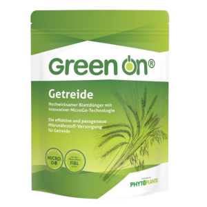 Green On Getreide im praktischen Beutel, mit Mikronährstoffdünger zur gezielten Versorgung mit Zink, Kupfer und Mangan – unterstützt Frosthärte, Rohproteingehalt und Stressresistenz bei Getreide