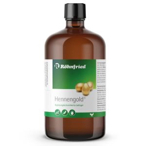 Ergänzungsfuttermittel Hennengold für Geflügel von Röhnfried in der 100 ml Flasche, hilft bei Mangelerscheinungen