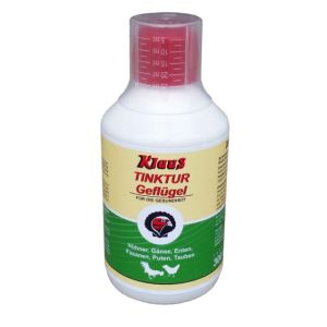 Gesundheitstinktur gegen Verschmutzung des Tränkenwassers, für Geflügel, Gänse, Hühner, Puten, Fasane, Tauben, Enten, 300ml weiße Flasche mit rotem Deckel plus Messbecher