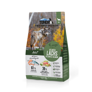 Sack Tundra Dog Atlantik Lachs 750 g Trockenfutter – getreidefrei mit Atlantik Lachs, Superfoods und Gelenkunterstützung