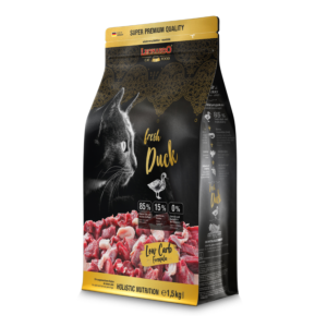 Packung Leonardo Fresh Duck & Poultry 1,5 kg – getreidefreies Trockenfutter mit 85 % Frischfleisch (Ente & Geflügel), Kräutern, Algen und Beeren – ideal für sensible erwachsene Katzen.