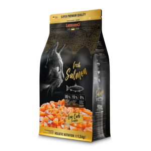 Packung Leonardo Fresh Salmon & Poultry 1,5 kg – getreidefreies Fresh‑Meat‑Trockenfutter mit 43 % Lachs, 42 % Geflügel und Kräutern, Beeren und Algen für ausgewachsene Katzen.