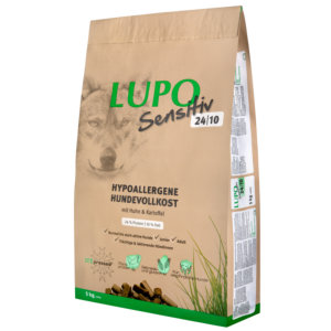 Verpackung LUPO Sensitiv 24/10 5 kg – Kaltgepresstes, getreidefreies Hypoallergenes Hundefutter mit Huhn – Produktbild