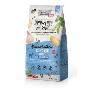 Sack MAC’s DOG Mono frisches Huhn 12 kg – getreidefreies Monoprotein-Trockenfutter mit Huhn, Kartoffel und Beeren