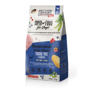 Sack MAC’s DOG Mono Large Breed 12 kg Trockenfutter – monoprotein Pute, große Krokette, getreidefrei, optimal für große Rassen