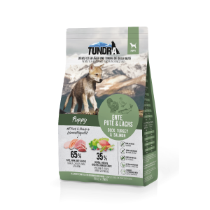 Tundra Dog Puppy 750 g – Premium Welpenfutter trocken, getreidefrei mit Pute, Huhn, Lachs & Ente