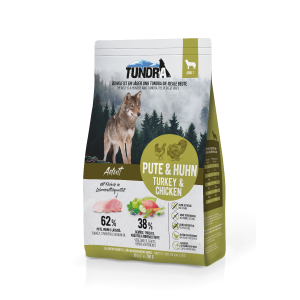 Sack Tundra Dog Pute & Huhn 750 g – getreidefreies Adult-Trockenfutter mit Pute, Huhn & Lachsöl