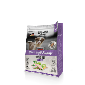 Beutel MAC’s DOG Mono Soft Puppy Frisches Huhn 4 kg – halbfeuchtes, getreidefreies Welpenfutter mit frischem Huhn, Gemüse und Kräutern