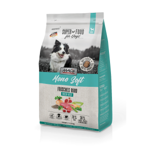 Beutel MAC’s DOG Mono Soft Frisches Rind 1,5 kg – halbfeuchtes, getreidefreies Monoprotein-Softfutter mit 70 % Rind, Gemüse, Flohsamen und Gelenkzusätzen