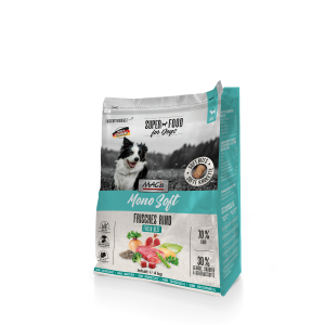 Beutel MAC’s DOG Mono Soft Frisches Rind 4 kg – halbfeuchte, getreidefreie Softkroketten mit 70 % Rind, Gemüse, Flohsamen und Gelenknährstoffen