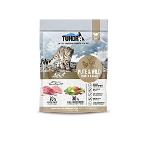 Tundra Cat Pute & Wild 272 g Trockenfutter Verpackung mit Tiermotiv und Inhaltsstoffen – in hochwertiger Natural‑Optik