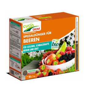 3 kg Verpackung vom Spezialdünger von Cuxin DCM für gesunde, schmackhafte Beeren und leckeres Obst, für ca. 30 m²