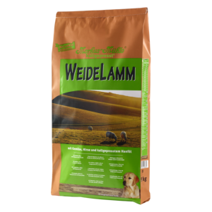 Markus Mühle WEIDELAMM 15 kg Trockenfutter-Beutel – kaltgepresstes Lamm‑Trockenfutter mit Gemüse, Hanföl, Leinsamen und Muschelextrakt.