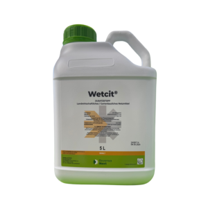 Fünf-Liter-Kanister WETCIT 5 lt Adjuvant Netzmittel, grüne Etikettierung mit Oro Agri Logo, ideal für den professionellen Pflanzenschutz.